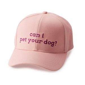 Sonoma Women's Pink Adjustable Ball cap "Can I Pet Your Dog?"